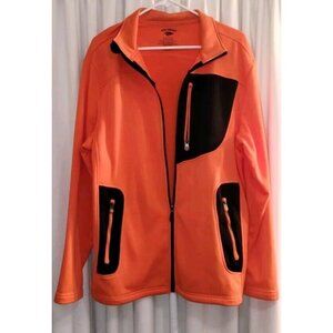 Reel Legends Fleece Jacket Long Sleeve Full Zipper Orange & Black Men's Size M